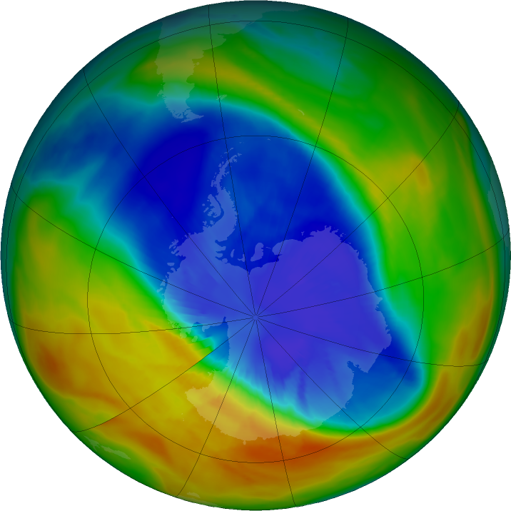 Antarctic ozone map for 14 September 2017